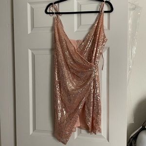 Rose gold mini dress